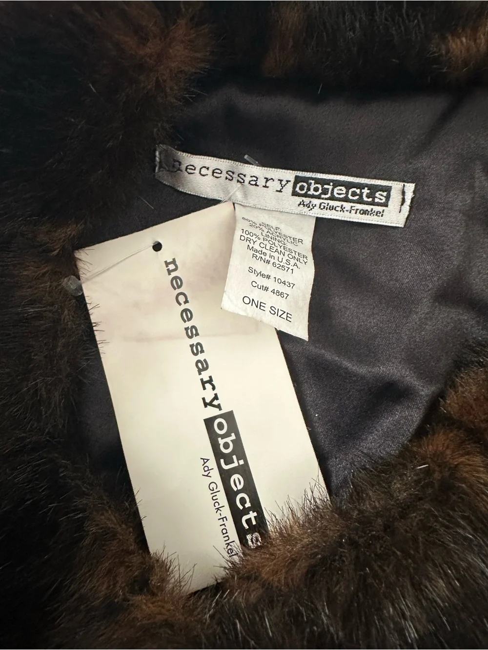 NWT Necessary Object Faux Fur Shrug Stole Women One Size Brown